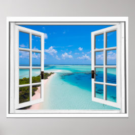 Blue Sky Tranquil Zee Uitzicht Fake Window Poster