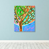 Blue Sky Tree of Life Canvas Afdruk (Insitu (Houten vloer))