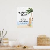 Blue Sky Tropical Beach Surf Baby shower Welkom Poster (Keuken)