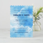 Blue Sky verjaardagsfeestje uitnodigen Kaart (Staand voorkant)