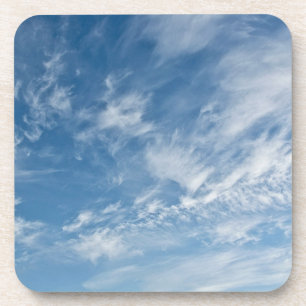 Blue Sky Verspreid Wit Wolken Blauw Patroon Bier Onderzetter