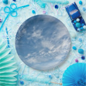 Blue Sky Verspreid Wit Wolken Blauw Patroon Papieren Bordje (Feest)