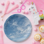 Blue Sky Verspreid Wit Wolken Blauw Patroon Papieren Bordje (Feest)