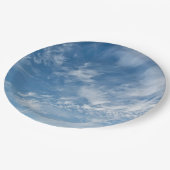 Blue Sky Verspreid Wit Wolken Blauw Patroon Papieren Bordje (Gekanteld)