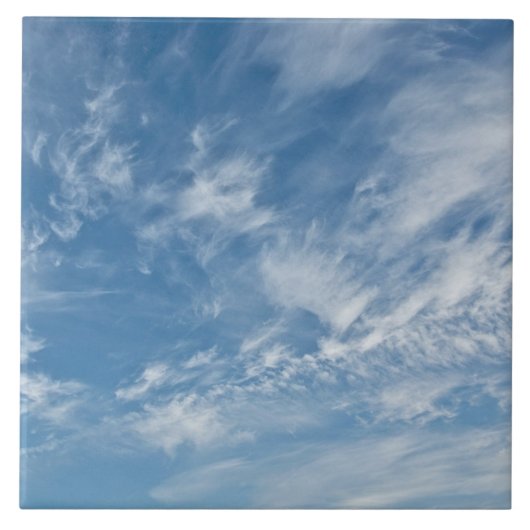 Blue Sky Verspreid Wit Wolken Blauw Patroon Tegeltje (Voorkant)