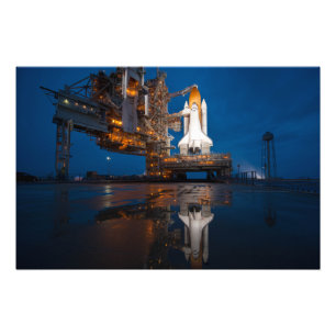Blue Sky voor Space Shuttle Atlantis Lancering Foto Afdruk
