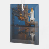 Blue Sky voor Space Shuttle Atlantis Lancering Glas Ornament (Voorkant links)