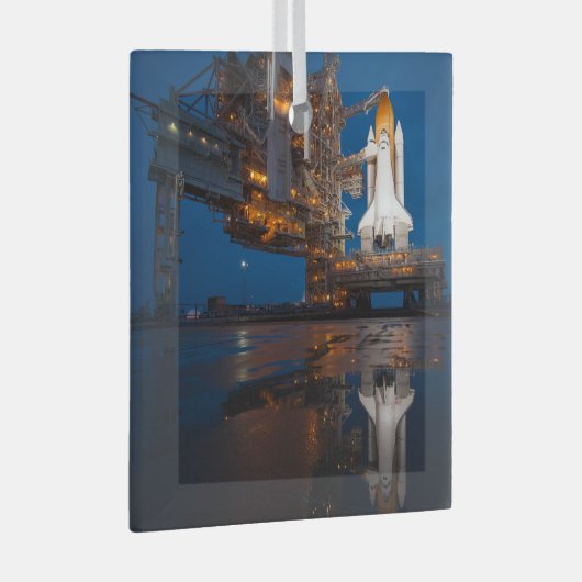 Blue Sky voor Space Shuttle Atlantis Lancering Glas Ornament (Voorkant Rechts)