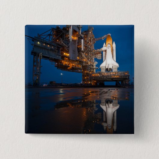 Blue Sky voor Space Shuttle Atlantis Lancering Vierkante Button 5,1 Cm (Voorkant)