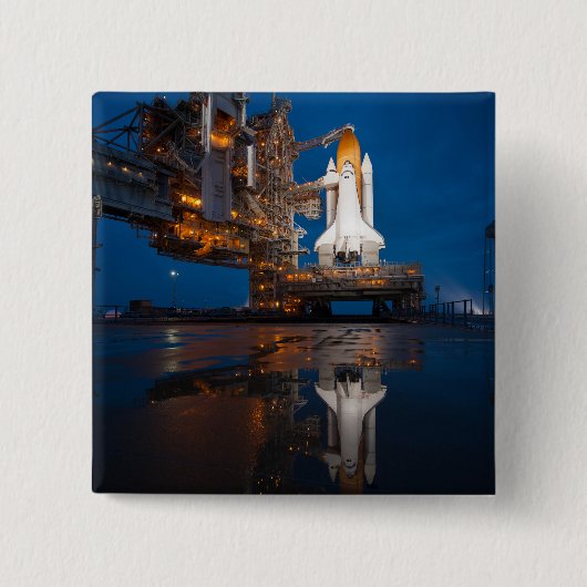 Blue Sky voor Space Shuttle Atlantis Lancering Vierkante Button 5,1 Cm (Voorkant)