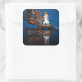 Blue Sky voor Space Shuttle Atlantis Lancering Vierkante Sticker (Tas)