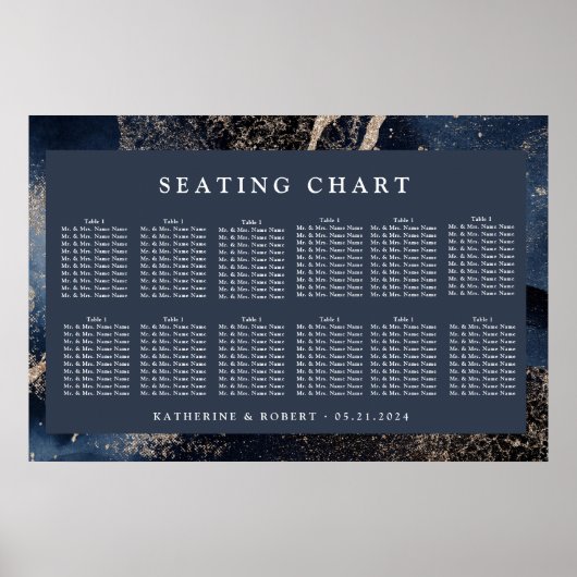 Blue Sky Waterverf bruiloft zitgrafiek Poster (Voorkant)