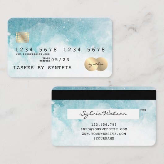 Blue Sky Waterverf Credit Kaart Style Visitekaartje (Voorkant / Achterkant)
