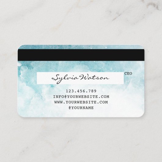 Blue Sky Waterverf Credit Kaart Style Visitekaartje (Achterkant)