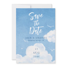 Blue Sky Waterverf Wedding Save the Date Kaarten