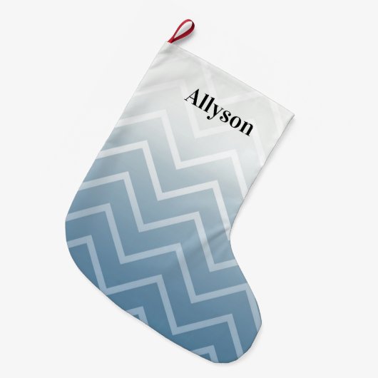Blue Sky White Chevron Grote Kerstsok (Voorkant (Hangend))