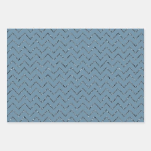 Blue Sky White Chevron Inpakpapier Vel (Voorkant 3)