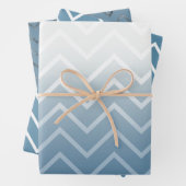 Blue Sky White Chevron Inpakpapier Vel (In situ)
