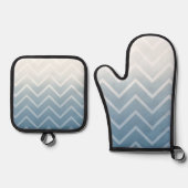 Blue Sky White Chevron Ovenwant & Pannenlap Set (Voorkant)