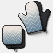 Blue Sky White Chevron Ovenwant & Pannenlap Set (Voorkant / Achterkant)
