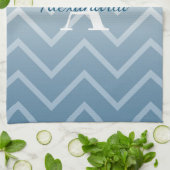 Blue Sky White Chevron Theedoek (Gevouwen)