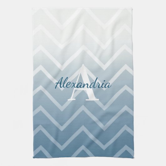Blue Sky White Chevron Theedoek (Verticaal)