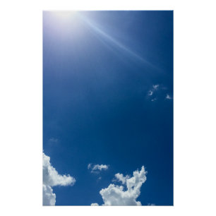 Blue Sky White Clouds Background Cloudy Skoudy Poster