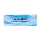 Blue Sky White Clouds Elegant Calligraphy Sjabloon Etiket (Voorkant)