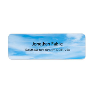 Blue Sky White Clouds Elegant Calligraphy Sjabloon Etiket