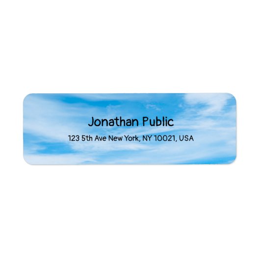 Blue Sky White Clouds Elegant Calligraphy Sjabloon Etiket (Voorkant)