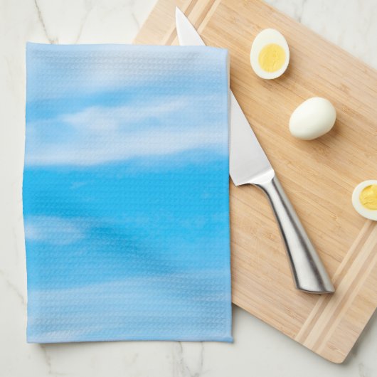 Blue Sky White Clouds Elegant Custom Sjabloon Theedoek (Quarter Fold)