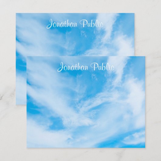 Blue Sky White Clouds Handgeschreven Sjabloon Scri (Voorkant / Achterkant)