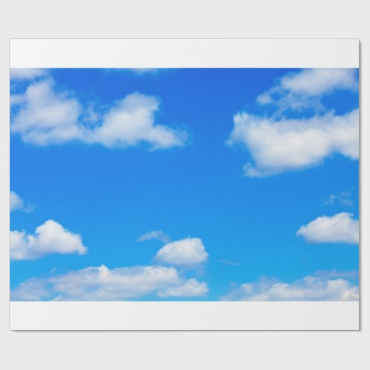 Blue Sky White Clouds Heavenly Cloud Background Cadeaupapier (Vlak)