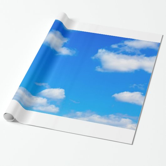 Blue Sky White Clouds Heavenly Cloud Background Cadeaupapier (Uitgerold)