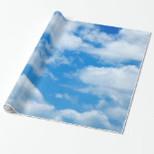 Blue Sky White Clouds Heavenly Skies Background Cadeaupapier (Uitgerold)