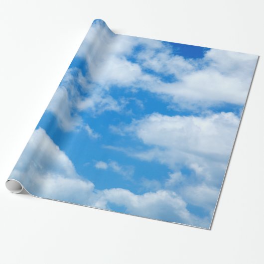 Blue Sky White Clouds Heavenly Skies Background Cadeaupapier (Uitgerold)