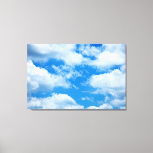 Blue Sky White Clouds Heavenly Skies Background Canvas Afdruk (Voorkant)