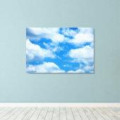 Blue Sky White Clouds Heavenly Skies Background Canvas Afdruk (Insitu (Houten vloer))