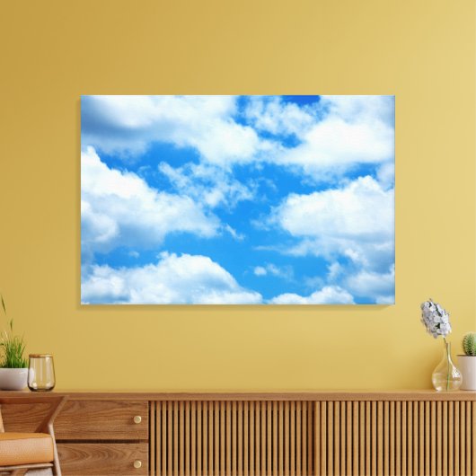 Blue Sky White Clouds Heavenly Skies Background Canvas Afdruk (Insitu (Woonkamer))