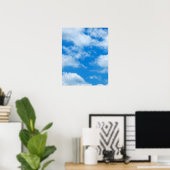 Blue Sky White Clouds Heavenly Skies Background Poster (Thuiskantoor)