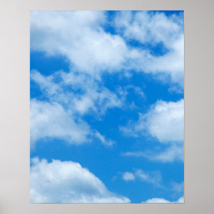 Blue Sky White Clouds Heavenly Skies Background Poster