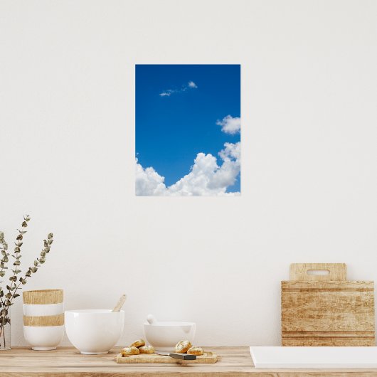 Blue Sky White Clouds Heavenly Skies Background Poster (Keuken)