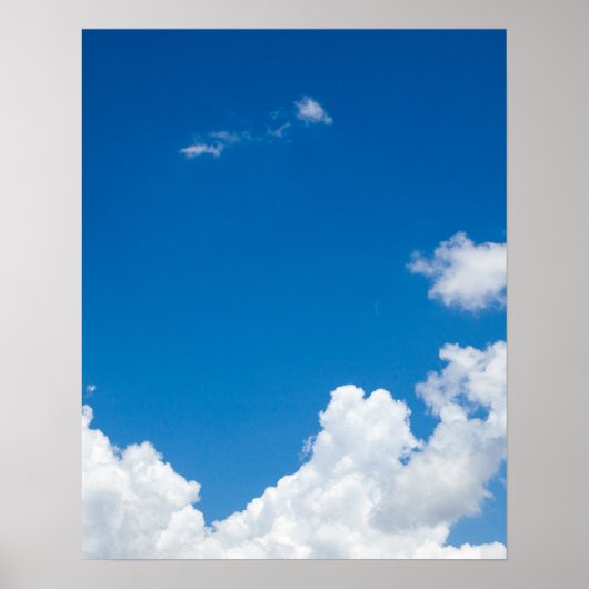 Blue Sky White Clouds Heavenly Skies Background Poster (Voorkant)