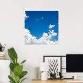 Blue Sky White Clouds Heavenly Skies Background Poster (Thuiskantoor)