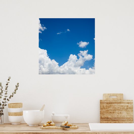 Blue Sky White Clouds Heavenly Skies Background Poster (Keuken)