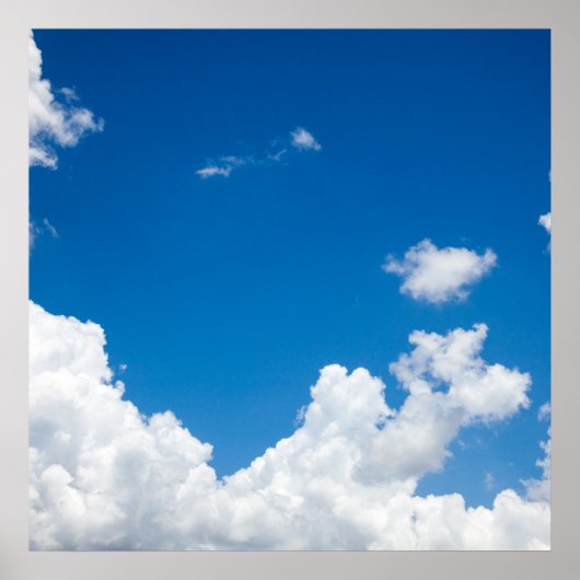 Blue Sky White Clouds Heavenly Skies Background Poster (Voorkant)