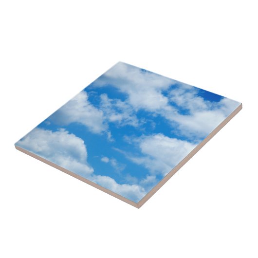Blue Sky White Clouds Heavenly Skies Background Tegeltje (Zijkant)