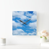Blue Sky White Clouds Heavenly Skies Background Vierkante Klok (Huis)