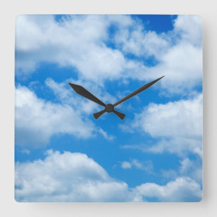 Blue Sky White Clouds Heavenly Skies Background Vierkante Klok