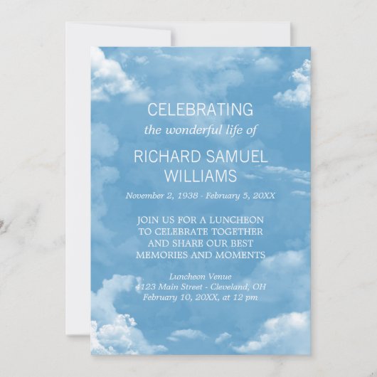 Blue Sky White Clouds Life Celebration Kaart (Voorkant)